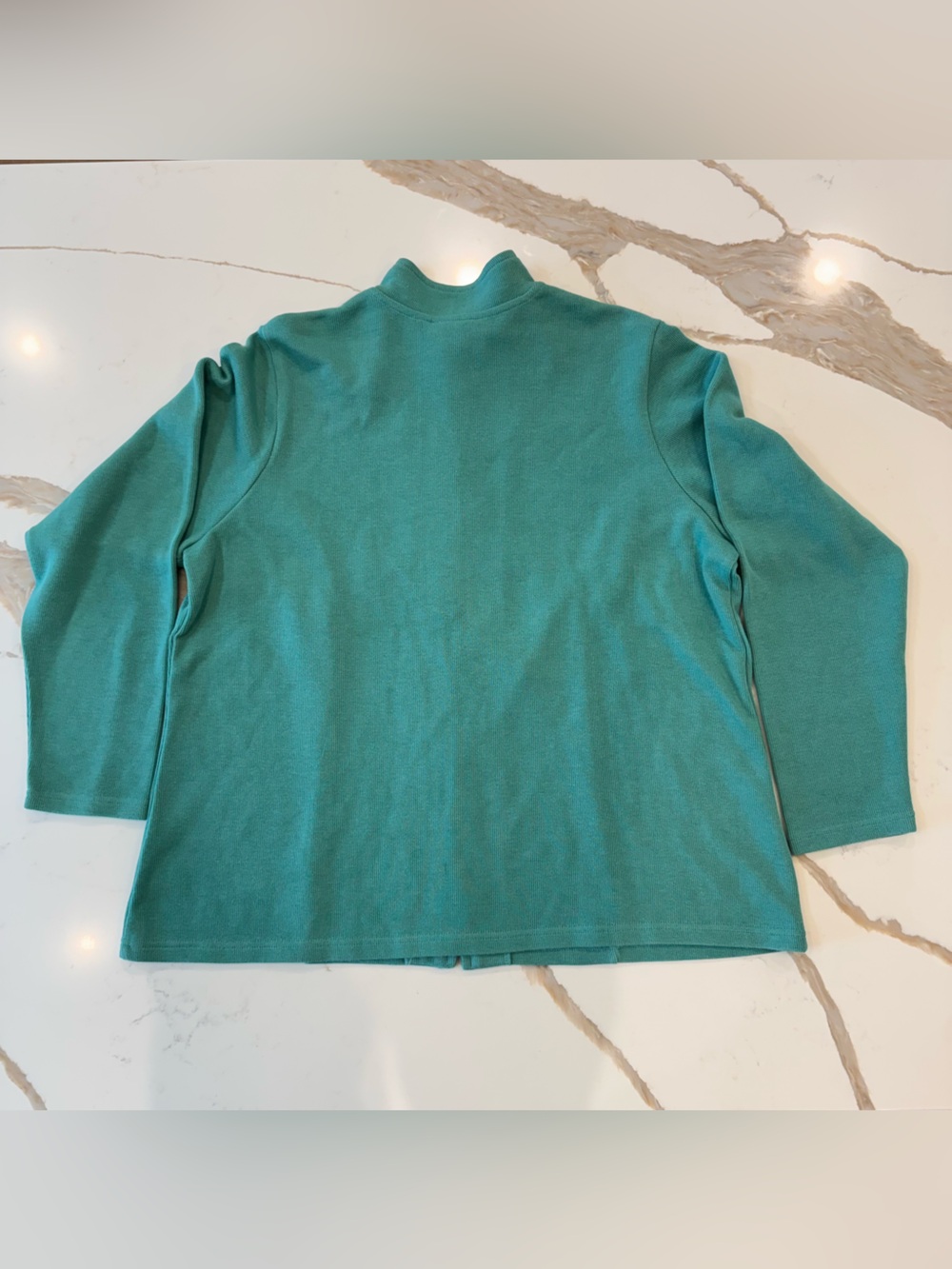 Bob Mackie Wearable Art Teal Checkered Embroidered Zip Jacket 1X Plus - Picture 3 of 7